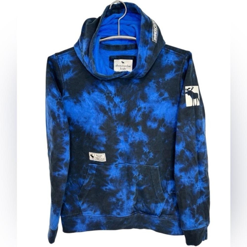 Abercrombie & Fitch Black and Blue Tie-Dye Hoodie, Juniors Size 15/16